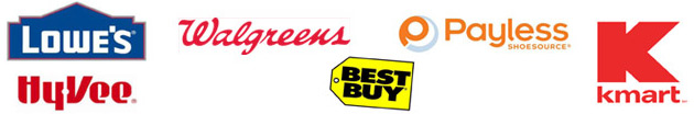 Lowe's Walgreens Payless HyVee Best Buy Kmart.